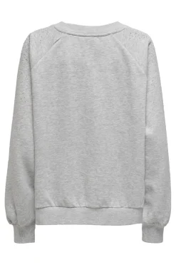 Online Only Onlzenna L/S Oversize Stone Swt 4728633 Light Grey Melange Silver Rhinestones