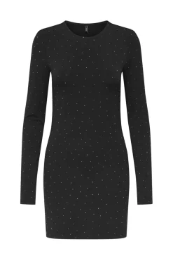 Hot Only Onlzita L/S O-Neck Short Dress Bf 4869220 Black Silver Rhinestones
