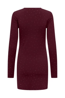 Only Onlzita L/S O-Neck Short Dress Bf 4929052 Cabernet Silver Rhinestones