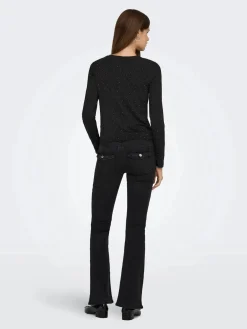 Hot Only Onlzita L/S O-Neck Top Bf 4869236 Black Silver Rhinestones