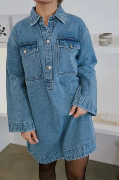 Neo Noir Paras Denim Dress Smoke Blue
