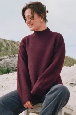 Discount Neo Noir Paulina Knit Blouse Wine