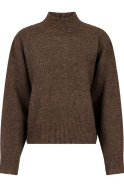 New Neo Noir Paulina Knit Blouse Brown Melange