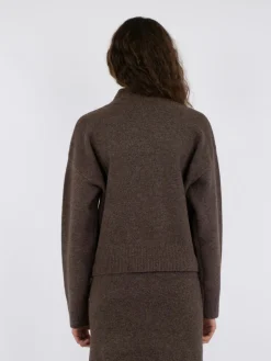 New Neo Noir Paulina Knit Blouse Brown Melange