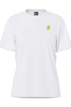 Hot Pieces Pcalifi Fasttrack Ss Oversize Tee 4956829 Bright White Small Lemon In Front-Capri On The Back