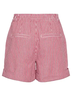 Discount Pieces Pcallo Fold Up Shorts 4464990 Salsa Cloud Dancer Stripes