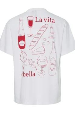 New Pieces Pcalma Ss O-Neck Loose Tee Box 4767945 Bright White Red La Vita