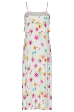 Online Pieces Pcamber Sl Ankle Layred Dress Kca 4807260 Bright White Blurry Flowers