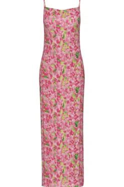 Hot Pieces Pcamber Sl Maxi Slip Dress Kca 4797863 Pink Cosmos Blurry Flowers