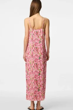 Hot Pieces Pcamber Sl Maxi Slip Dress Kca 4797863 Pink Cosmos Blurry Flowers