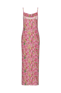 Hot Pieces Pcamber Sl Maxi Slip Dress Kca 4797863 Pink Cosmos Blurry Flowers