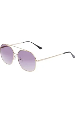 Best Pieces Pcandie M Sunglasses 4399346 Gold Colour Purple Lens