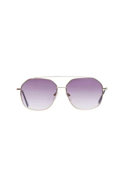 Best Pieces Pcandie M Sunglasses 4399346 Gold Colour Purple Lens