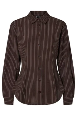 Outlet Pieces Pcanja Ls Fitted Shirt 5078695 Delicioso Pinstripe