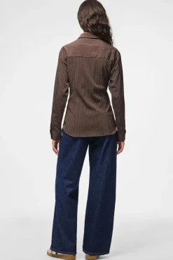Outlet Pieces Pcanja Ls Fitted Shirt 5078695 Delicioso Pinstripe