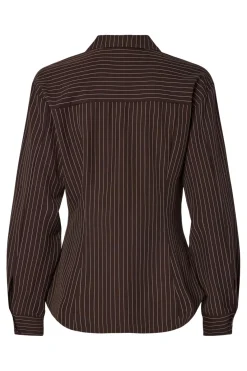 Outlet Pieces Pcanja Ls Fitted Shirt 5078695 Delicioso Pinstripe