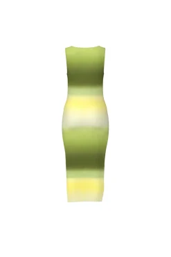 New Pieces Pcartimis Sl Midi Dress 4553721 Stone Green Gradient