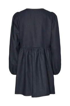 Clearance Pieces Pcasta Ls O-Neck Tie Denim Dress 4821746 Dark Blue Denim Unwashed