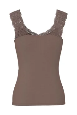 Hot Pieces Pcbarbera Lace Top 4992859 Coffee Quartz