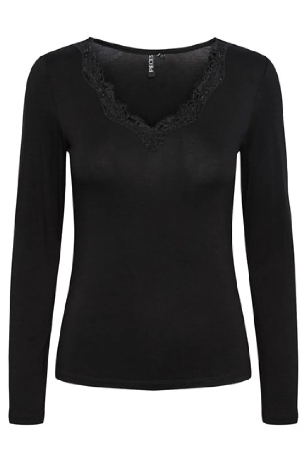 Clearance Pieces Pcbarbera Ls Lace Top 4279507 Black