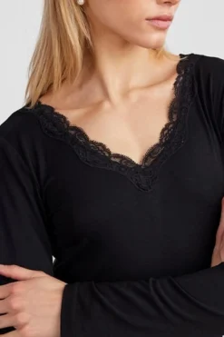 Clearance Pieces Pcbarbera Ls Lace Top 4279507 Black