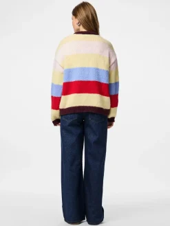 Best Pieces Pcbikka Ls O-Neck Knit 4949295 French Vanilla Multicolor Statements