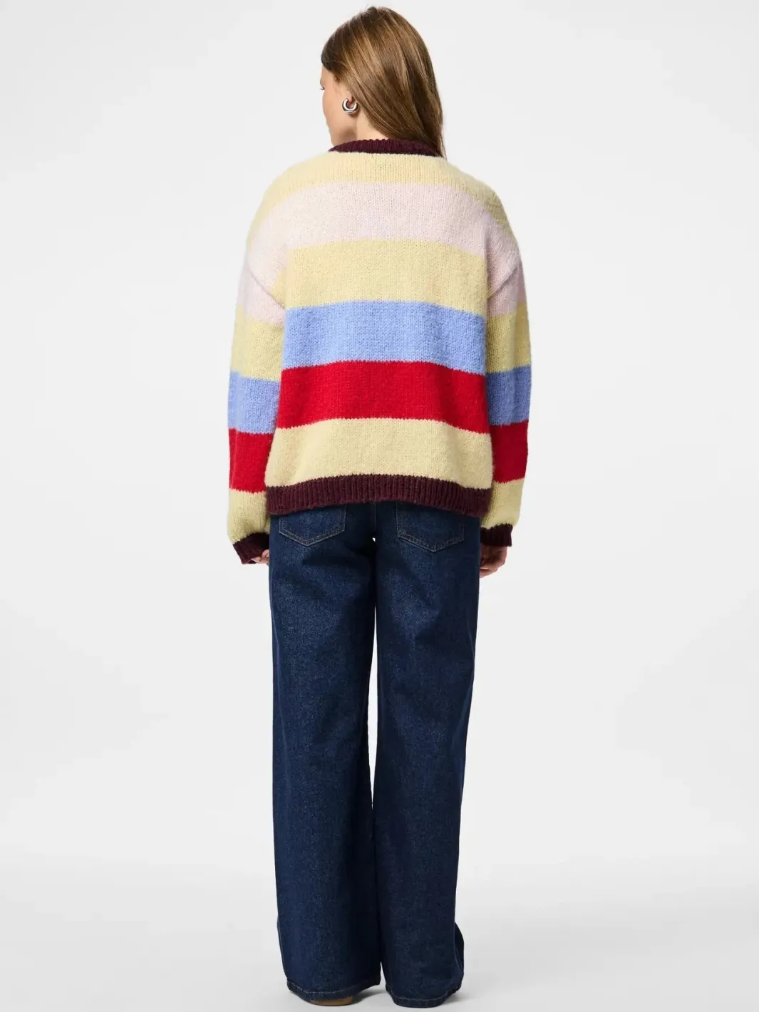 Best Pieces Pcbikka Ls O-Neck Knit 4949295 French Vanilla Multicolor Statements