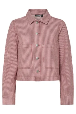 New Pieces Pcbillo Denim Jacket 4746454 Chili Oil Cloud Dancer