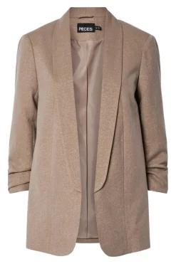 New Pieces Pcbosella 3/4 Glitter Blazer 4836376 Fossil Gold Lurex
