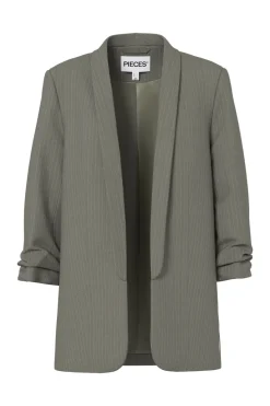 Sale Pieces Pcbosella 3/4 Pinstripe Blazer 4899433 Deep Lichen Green Cloud Dancer Pinstripe