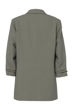 Sale Pieces Pcbosella 3/4 Pinstripe Blazer 4899433 Deep Lichen Green Cloud Dancer Pinstripe