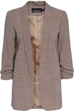 New Pieces Pcbosella 3/4 Printed Blazer 4385132 Silver Mink Houndstooth