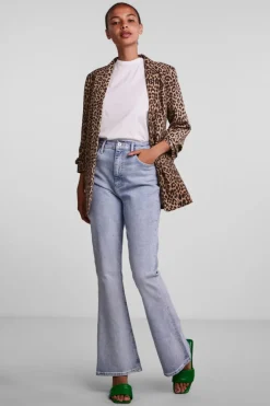 New Pieces Pcbosella 3/4 Printed Blazer Natural AOP Leo