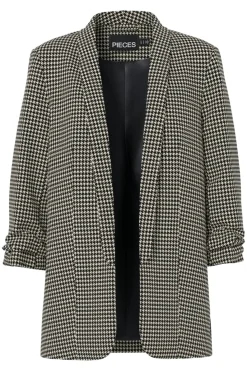 Online Pieces Pcbosella 3/4 Printed Blazer 4881031 White Pepper Houndstooth