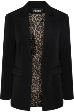 Sale Pieces Pcbossy Blazer W. Lining Detail 4439695 Black Leo Print