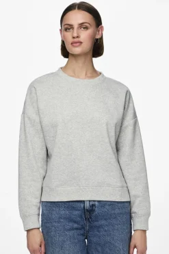 Online Pieces Pcchilli Ls Sweat 3595554 Light Grey Melange