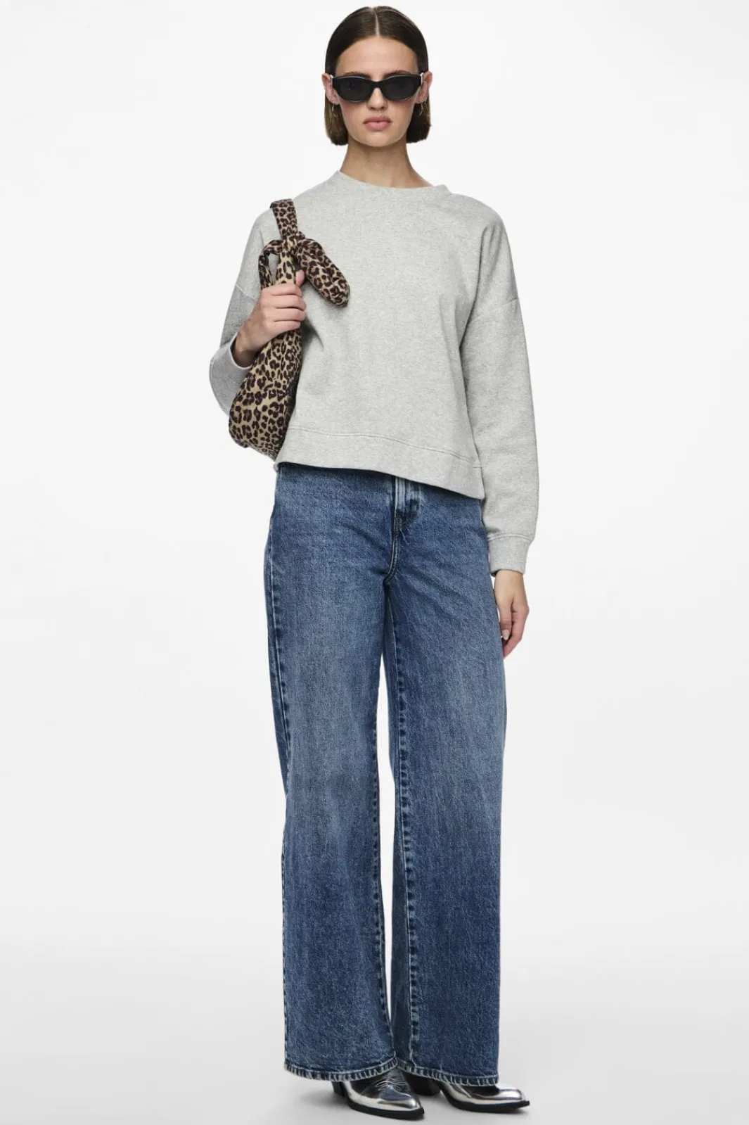 Online Pieces Pcchilli Ls Sweat 3595554 Light Grey Melange