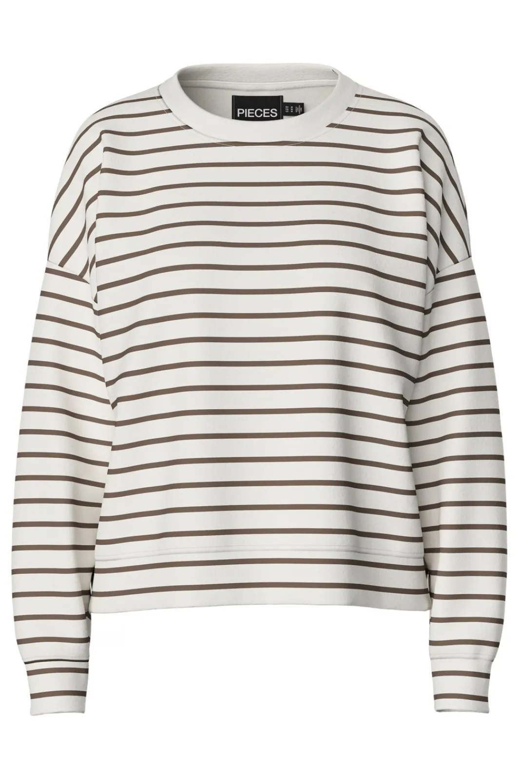 Hot Pieces Pcchilli Ls Sweat Stripes 4701523 Cloud Dancer Morel