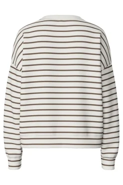 Hot Pieces Pcchilli Ls Sweat Stripes 4701523 Cloud Dancer Morel