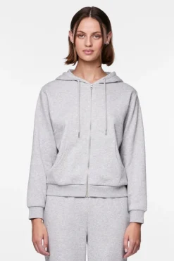Pieces Pcchilli Ls Zip Hoodie 4265112 Light Grey Melange