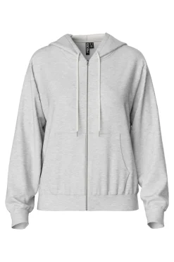 Pieces Pcchilli Ls Zip Hoodie 4265112 Light Grey Melange