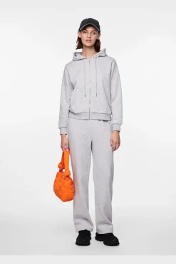 Pieces Pcchilli Ls Zip Hoodie 4265112 Light Grey Melange