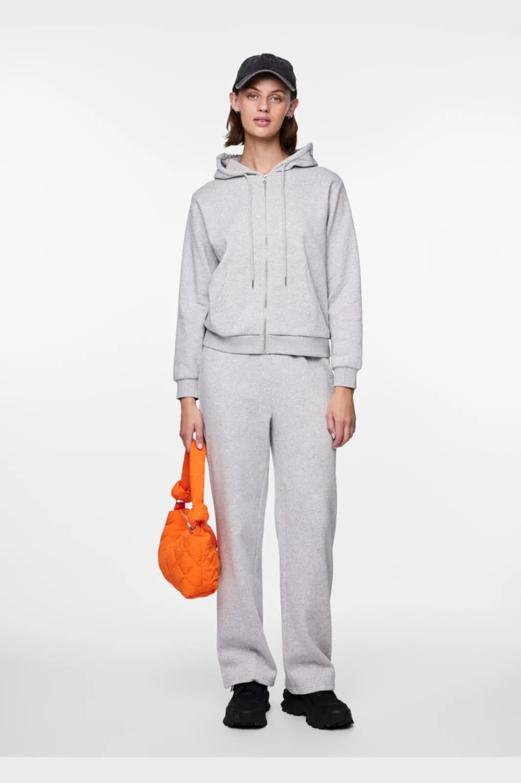 Pieces Pcchilli Ls Zip Hoodie 4265112 Light Grey Melange