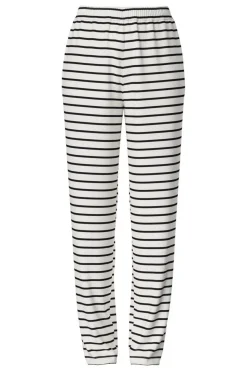 Best Pieces Pcchilli Straight Stripe Pants 4701513 Cloud Dancer Black