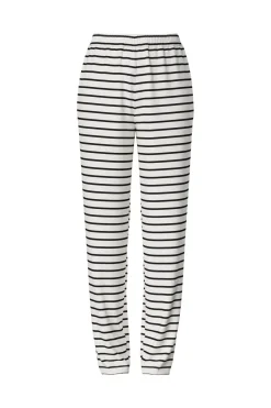 Best Pieces Pcchilli Straight Stripe Pants 4701513 Cloud Dancer Black