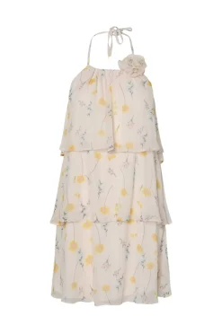 Online Pieces Pcclara Sl Short Layred Dress Kca 4785314 Barely Pink Flowers