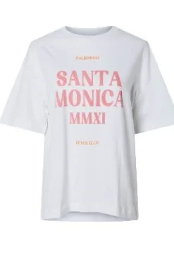 Pieces Pcclaude Ss Printed T-Shirt 4823568 Bright White Santa Monica