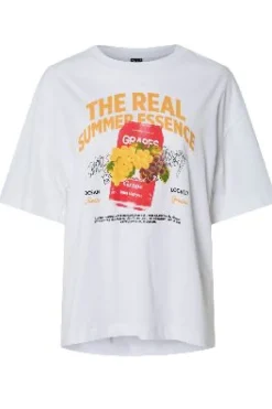 Hot Pieces Pcclaude Ss Printed T-Shirt 4823567 Bright White Summer Essens