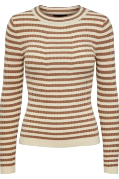 Sale Pieces Pccrista Ls O Neck Knit Noos Bc Fossil/With Brich