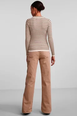 Sale Pieces Pccrista Ls O Neck Knit Noos Bc Fossil/With Brich